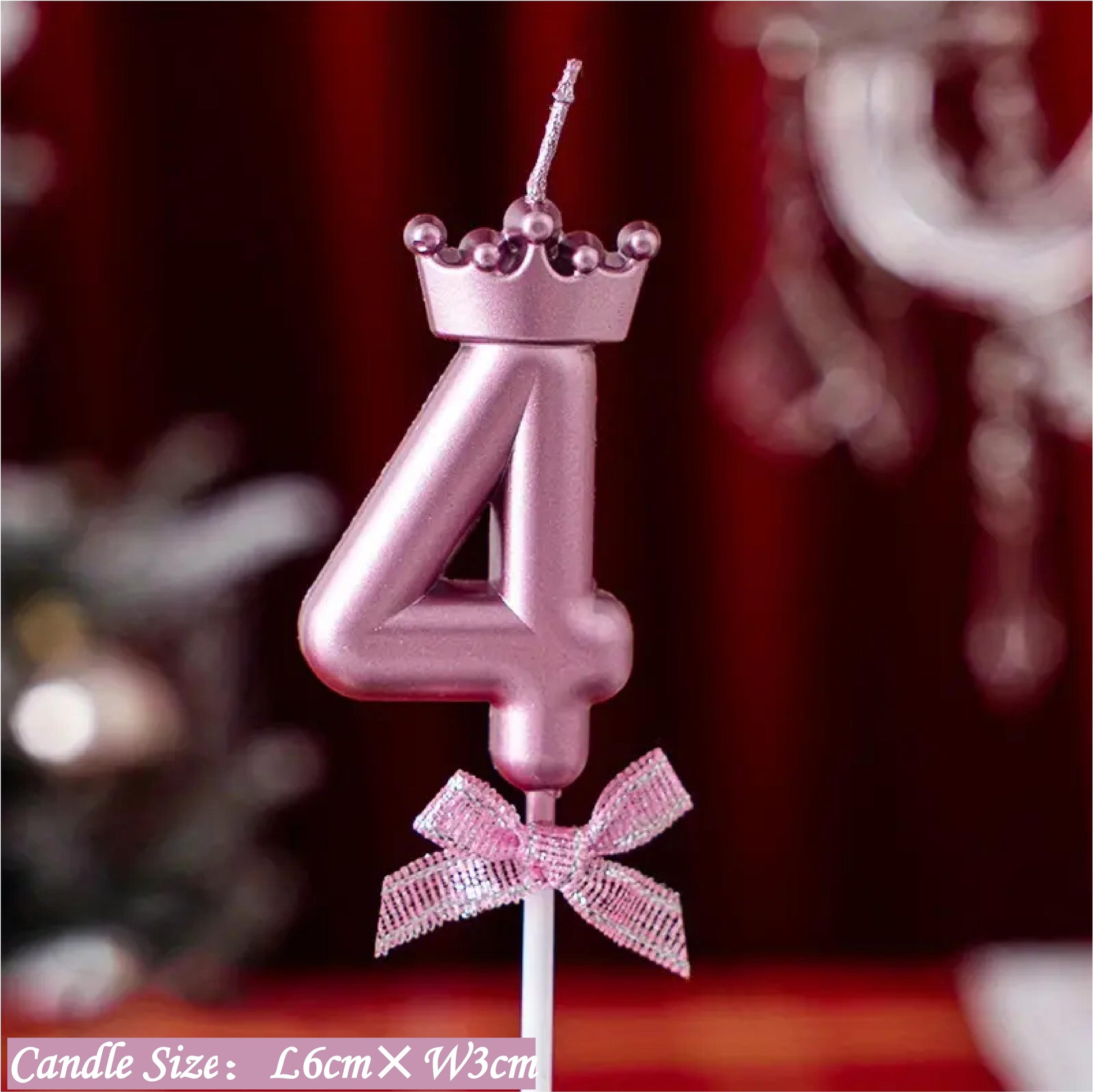 0-9 Number Birthday Candles, Number Candles With Crown And Bow Decorations, Cake Decorations, Number Candles For Birthday Cakes, Weddings, Anniversaries, Graduations, Holidays, Parties