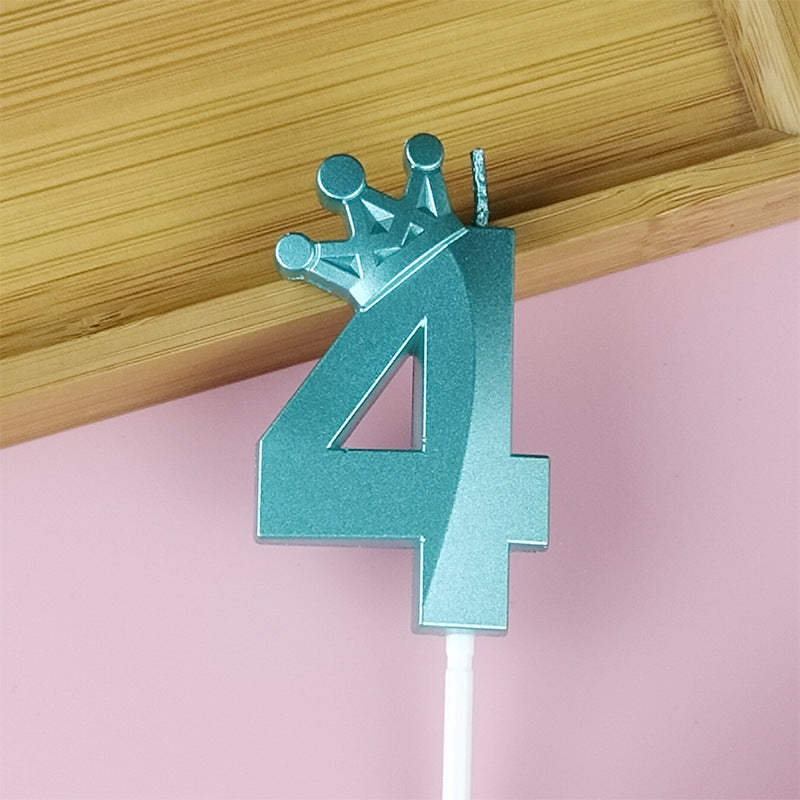 0-9 Birthday Candle Numbers, Birthday Candle with Crown, Multi-colour, 3D Diamond Shape Cake Birthday Candle, Birthday Decoration Candle, Wedding Party, Graduation Ceremony, etc.