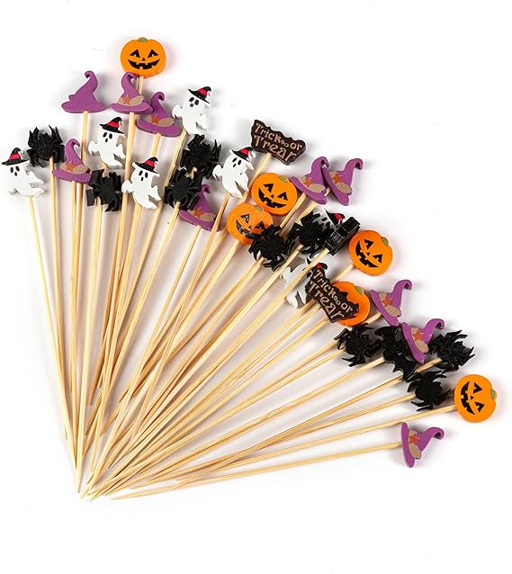 Halloween Toothpicks - 4.7 Inch Halloween Cocktail Picks Perfect for Halloween Food Picks, Halloween Picks, Halloween Drink Stirrers, Halloween Stir Sticks, Halloween Toothpicks for Appetizer