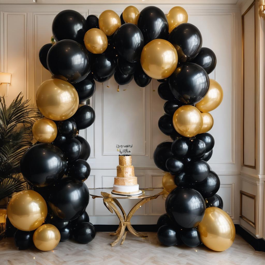 Set, 230 Pieces Black And Gold Coloured Arch Set With Black Balloons, Gold Balloons, Suitable For Anniversary, Holiday Celebration, Background Decoration, Party Decoration, Party Supplies