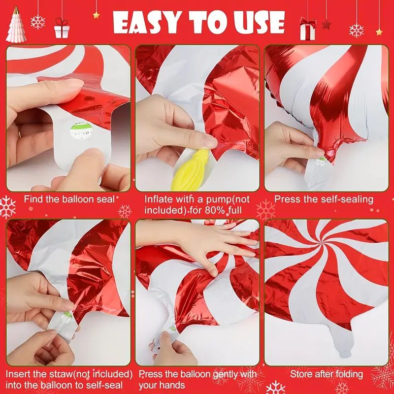 46pcs Merry Christmas Balloons, Christmas Party Supplies Birthday Decorations, Christmas Candy Foil Balloon Garland Arch Kit, Cane Swirl Mylar Candy Balloons, Winter New Year Holiday Party