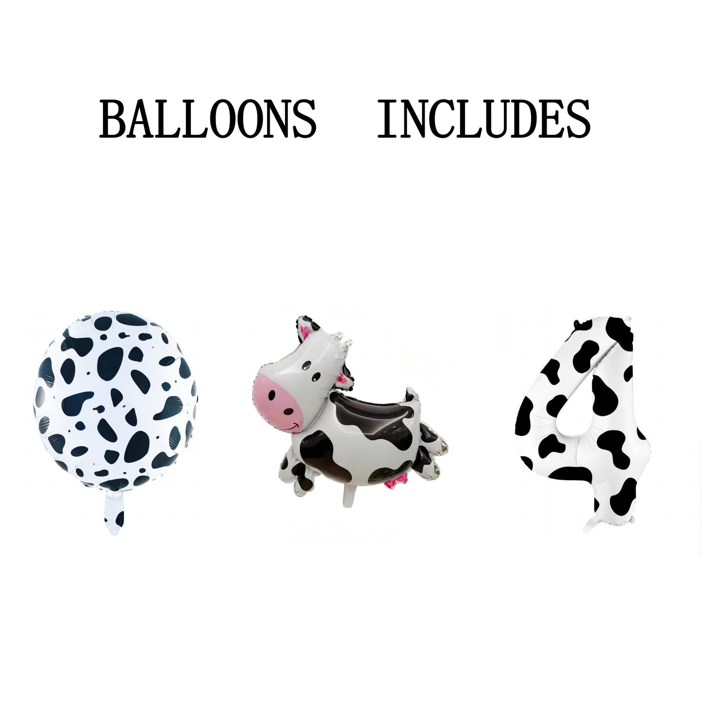 3 Pieces Cow Print Balloon Cow Shape Foil Balloons, 40 Inch Cow Print Number Balloon 1 White Cow Print Balloons Farm Animal Theme Party Decorations Supplies Animal Balloons, Birthday Balloons