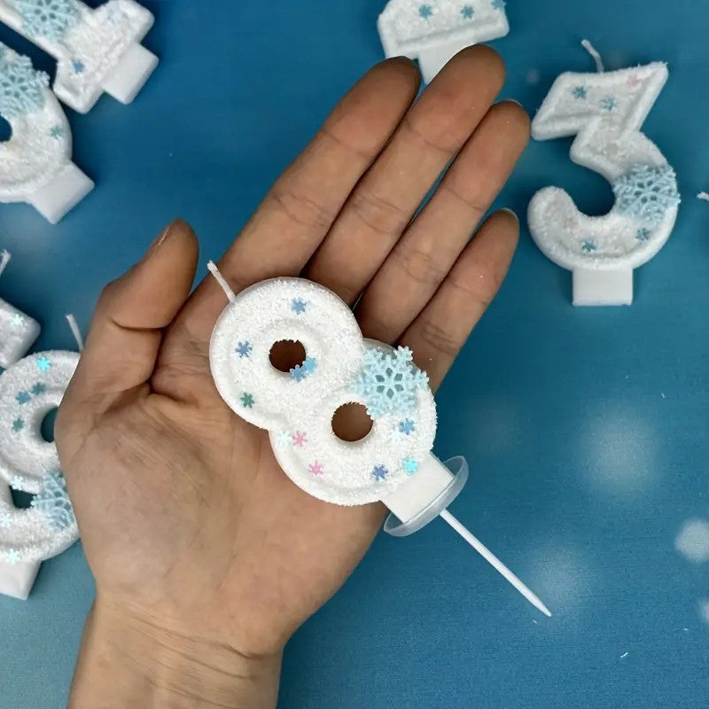 One Winter Romantic Snowflake Birthday Candle - 3.15 inch/8cm cake candle with festive decoration for children, men's and women's birthdays, adult graduations, weddings, housewarming or any celebration - Indoor/outdoor use - Unscented - Single wax wick