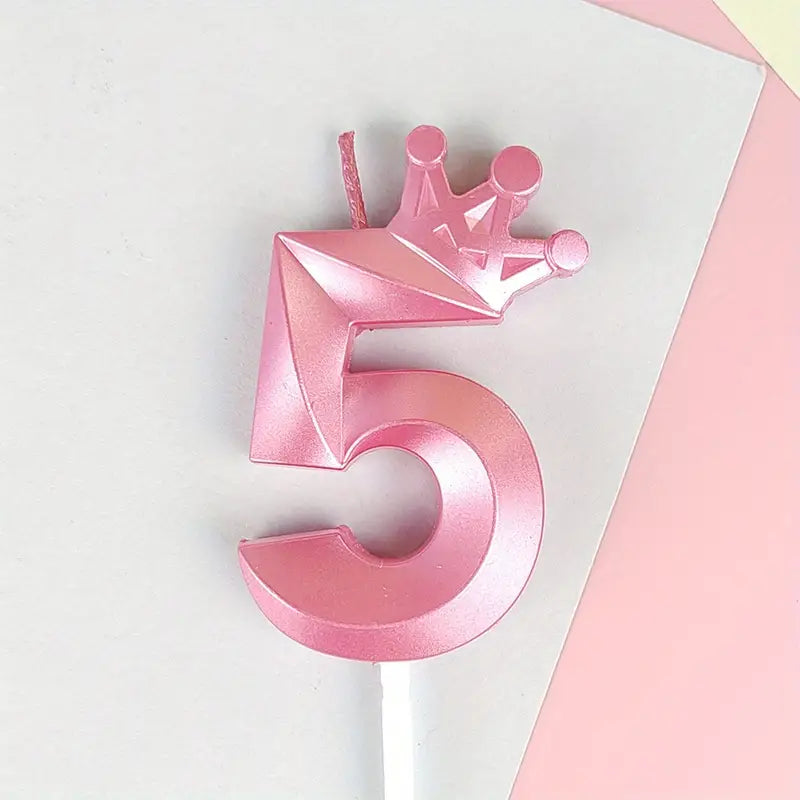 0-9 Birthday Candle Numbers, Birthday Candle with Crown, Multi-colour, 3D Diamond Shape Cake Birthday Candle, Birthday Decoration Candle, Wedding Party, Graduation Ceremony, etc.