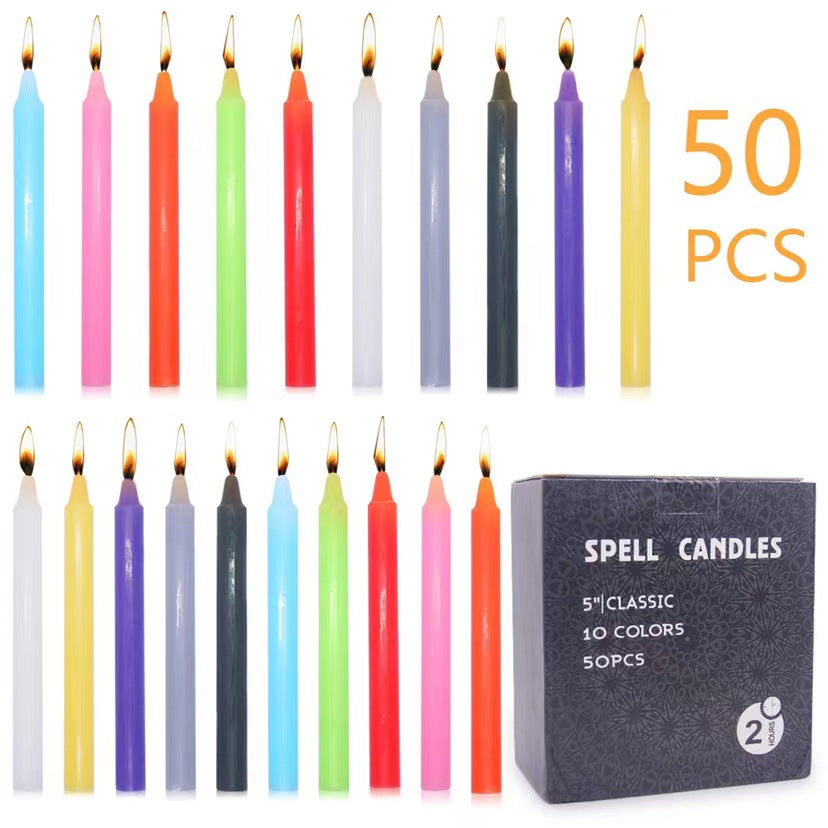 Small Taper Candle, Odourless and Flameless, Party, Magic, Birthday, Valentine's Day Candle (10 Colours)）
