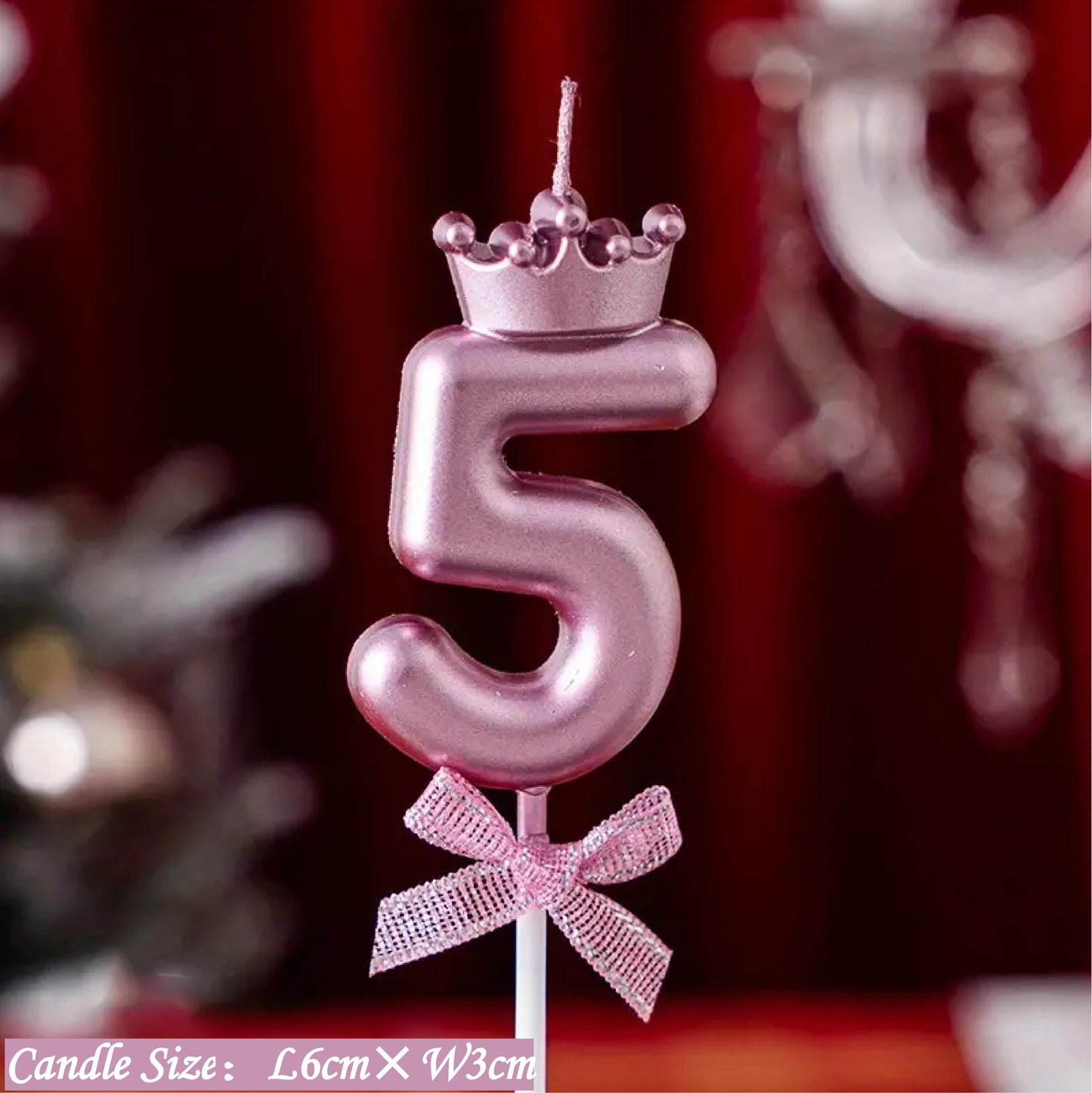 0-9 Number Birthday Candles, Number Candles With Crown And Bow Decorations, Cake Decorations, Number Candles For Birthday Cakes, Weddings, Anniversaries, Graduations, Holidays, Parties