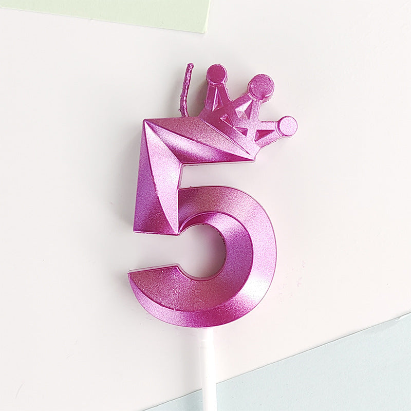 0-9 Birthday Candle Numbers, Birthday Candle with Crown, Multi-colour, 3D Diamond Shape Cake Birthday Candle, Birthday Decoration Candle, Wedding Party, Graduation Ceremony, etc.