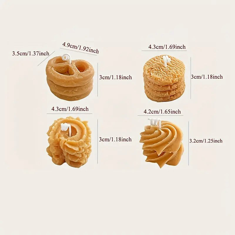 4pcs Cookies Scented Candle Gift Set, Home Decor Candle Scent, Birthday Party Decoration