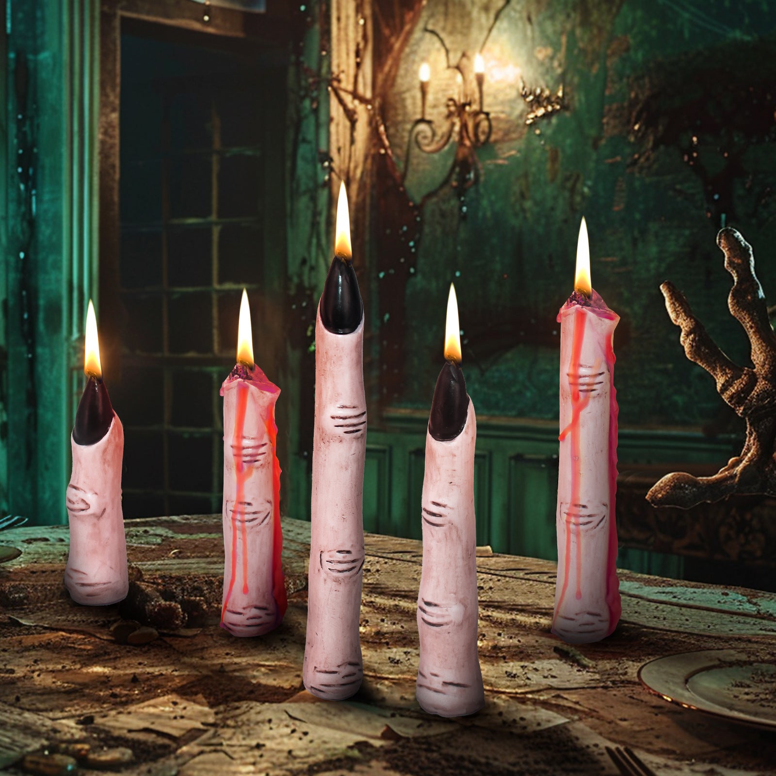 Halloween Horror Finger Candles Creepy Indoor Atmosphere Scene Decoration Props