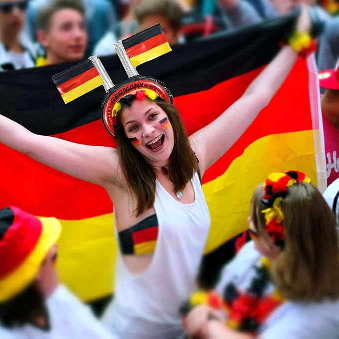 Pack of 20 Germany Flag Foil Balloon Headband, Germany Flag Headband Balloons Birthday Decoration, Children's Birthday Decoration, German Flag Helium Balloon for Sports Competition, Birthday