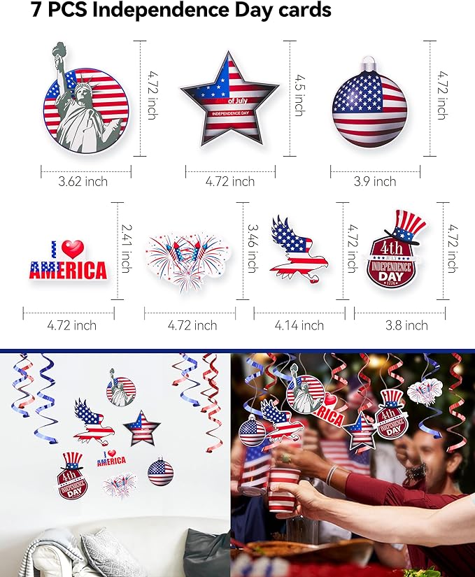 4th of July Decoration Kit, Patriotic Independence Day Balloons Indoor and Outdoor, Veterans Day Themed Party Supplies, American Flag Red White and Blue Decorations