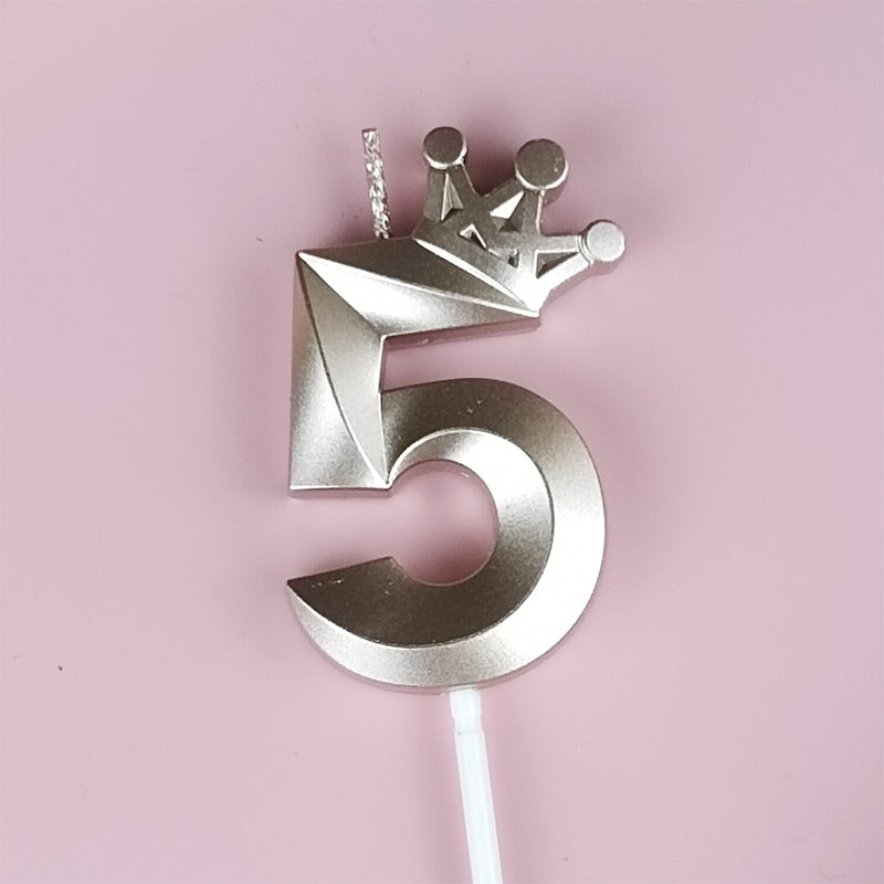 0-9 Birthday Candle Numbers, Birthday Candle with Crown, Multi-colour, 3D Diamond Shape Cake Birthday Candle, Birthday Decoration Candle, Wedding Party, Graduation Ceremony, etc.