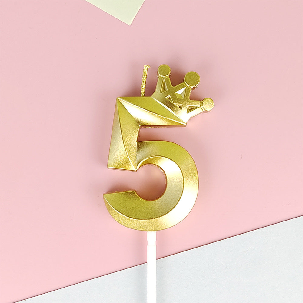 0-9 Birthday Candle Numbers, Birthday Candle with Crown, Multi-colour, 3D Diamond Shape Cake Birthday Candle, Birthday Decoration Candle, Wedding Party, Graduation Ceremony, etc.