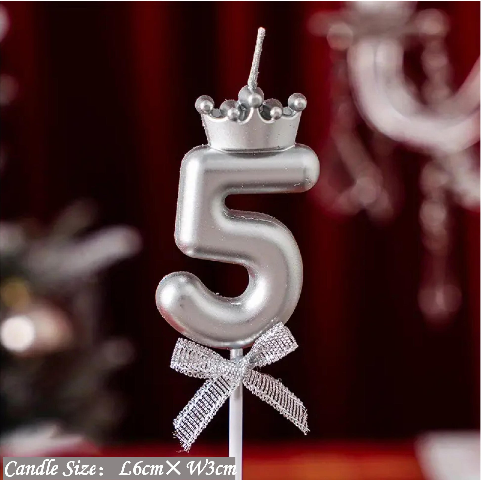 0-9 Number Birthday Candles, Number Candles With Crown And Bow Decorations, Cake Decorations, Number Candles For Birthday Cakes, Weddings, Anniversaries, Graduations, Holidays, Parties