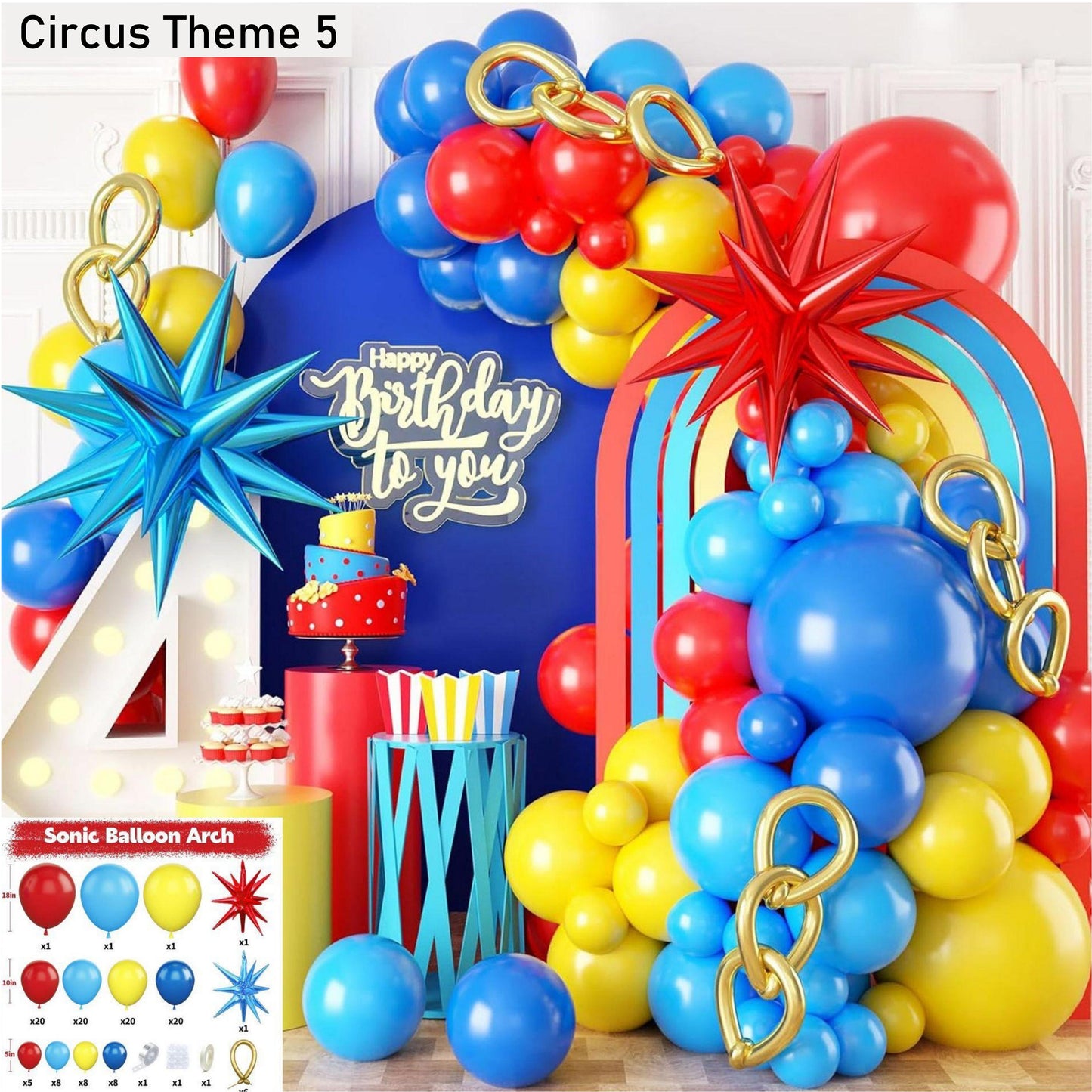 Happy Birthday Balloon Set Circus Cartoon Theme Birthday Party Venue Decoration