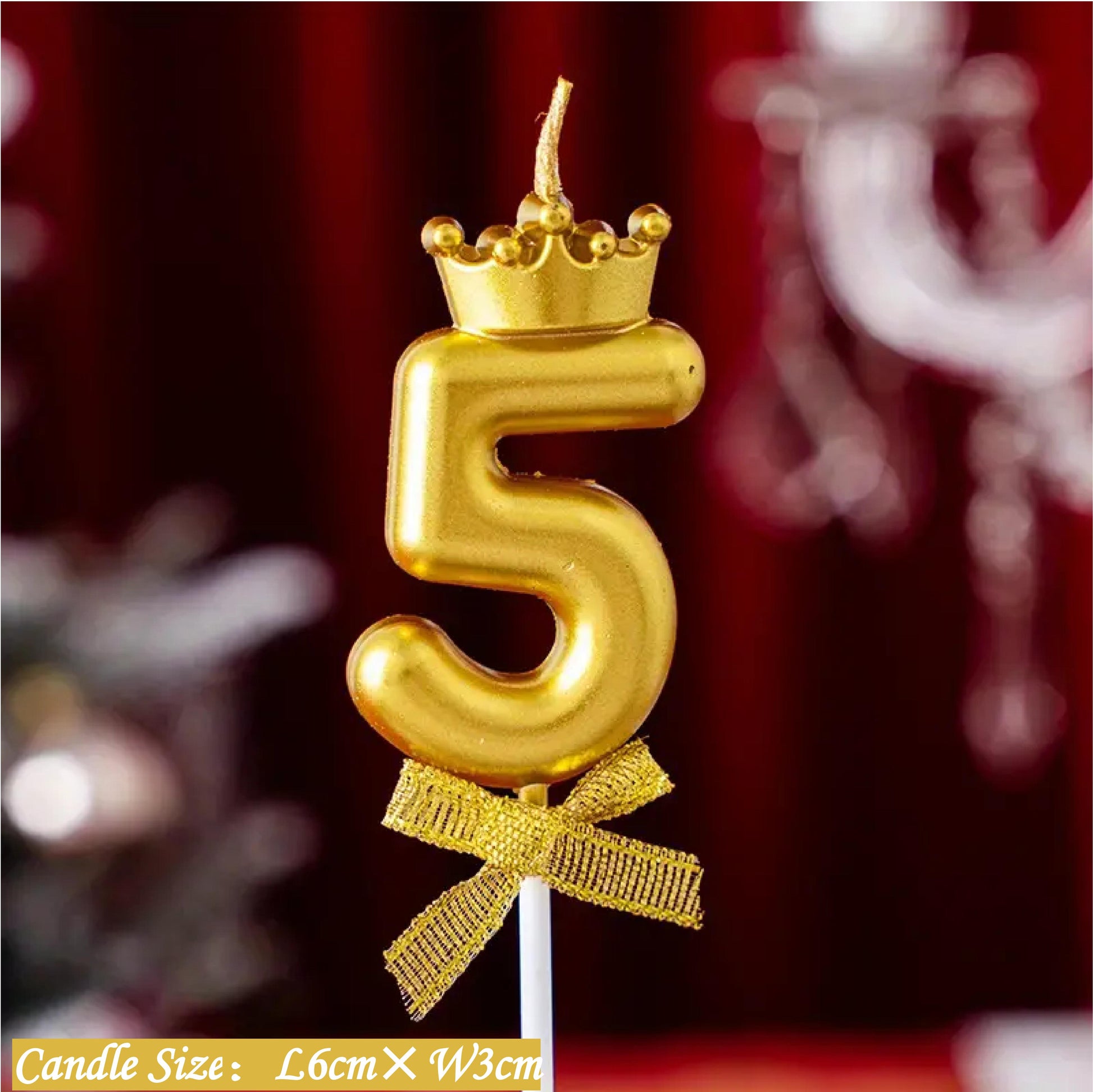 0-9 Number Birthday Candles, Number Candles With Crown And Bow Decorations, Cake Decorations, Number Candles For Birthday Cakes, Weddings, Anniversaries, Graduations, Holidays, Parties