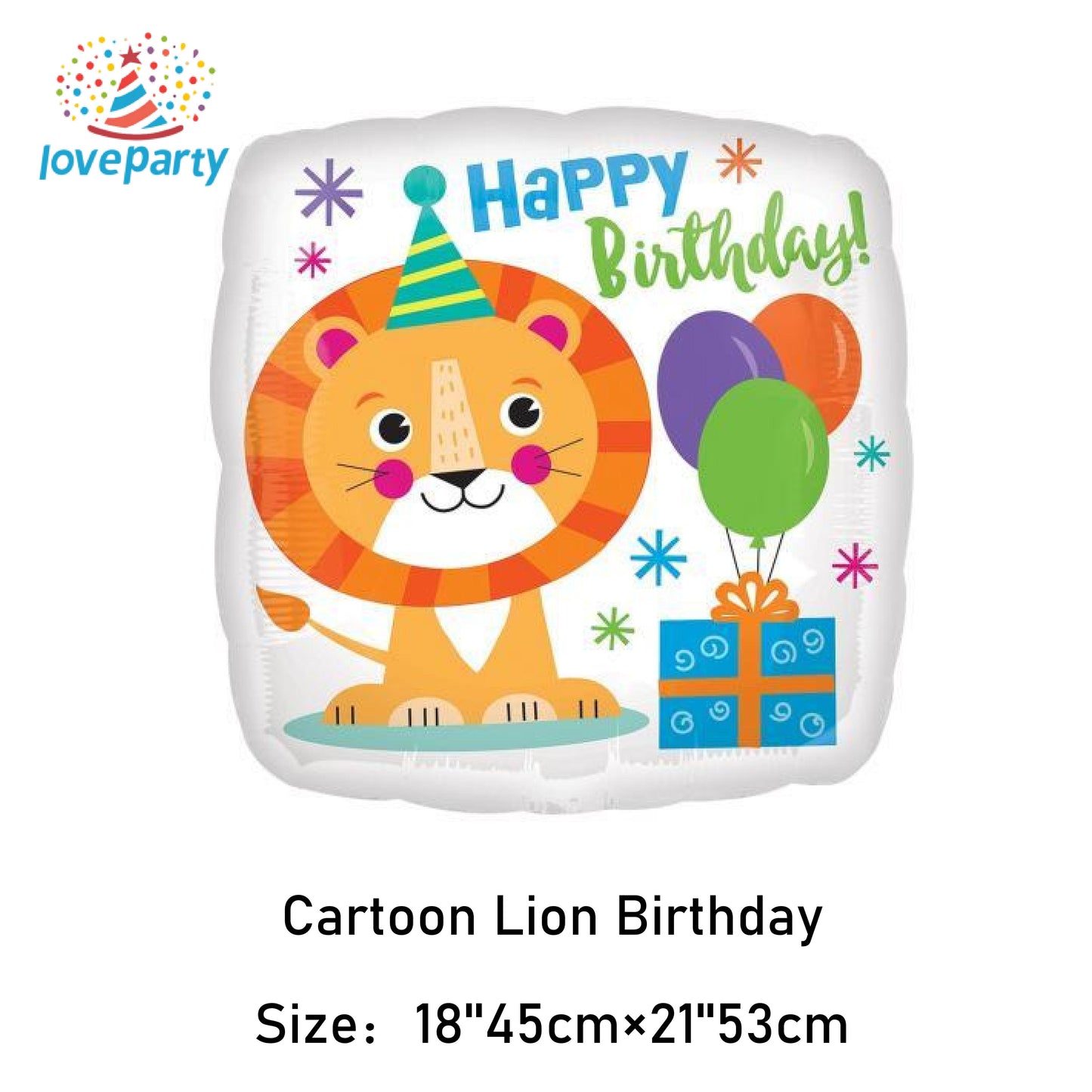 Cartoon Round Tiger and Lion Birthday Party Festival Decoration Aluminum Foil Balloon Jungle Animal Shape