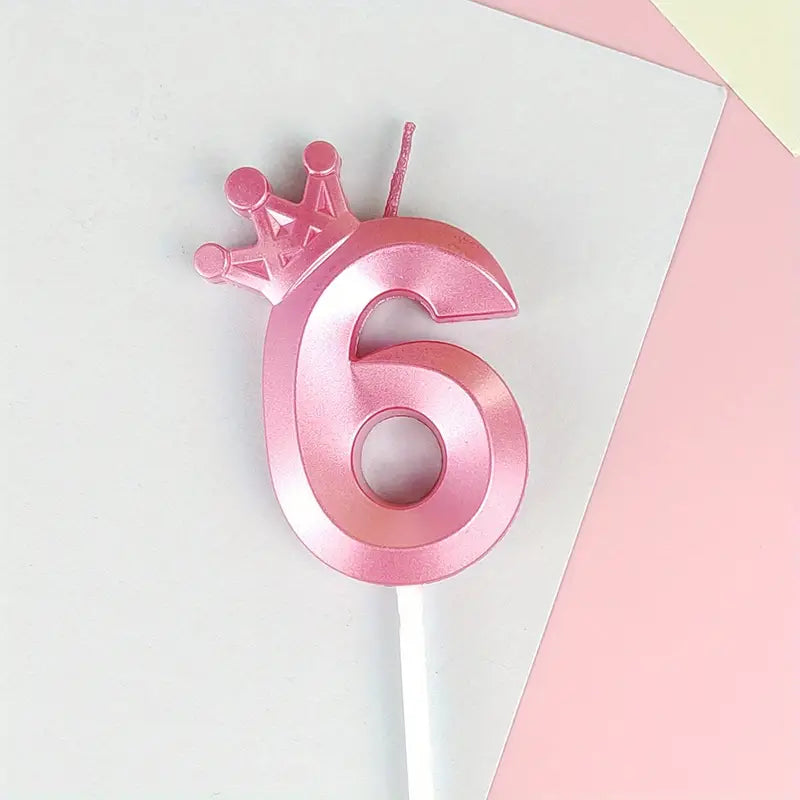 0-9 Birthday Candle Numbers, Birthday Candle with Crown, Multi-colour, 3D Diamond Shape Cake Birthday Candle, Birthday Decoration Candle, Wedding Party, Graduation Ceremony, etc.