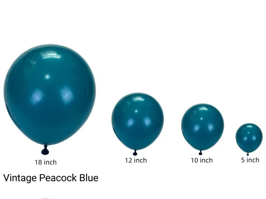 100pcs/pack Thirteen Vintage Blue Latex Balloons in Sizes from 5" to 18" for Children's Birthday Parties, Weddings, Anniversaries, Festivals, Holidays, and More