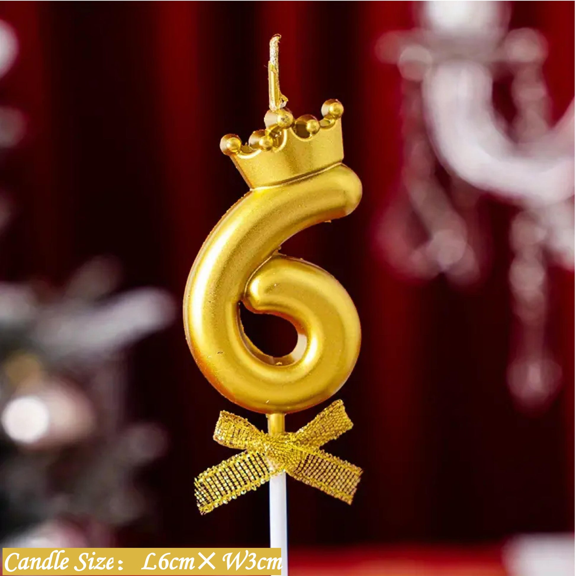 0-9 Number Birthday Candles, Number Candles With Crown And Bow Decorations, Cake Decorations, Number Candles For Birthday Cakes, Weddings, Anniversaries, Graduations, Holidays, Parties