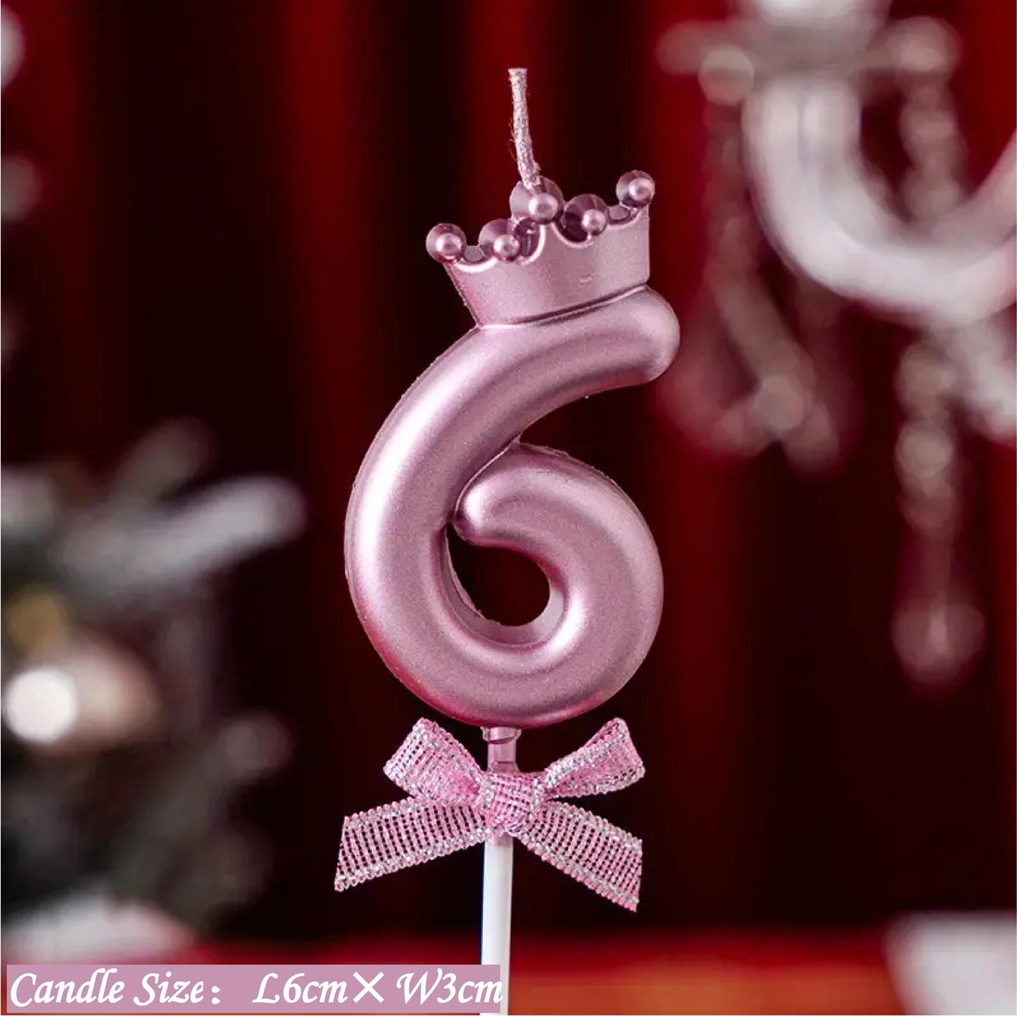 0-9 Number Birthday Candles, Number Candles With Crown And Bow Decorations, Cake Decorations, Number Candles For Birthday Cakes, Weddings, Anniversaries, Graduations, Holidays, Parties