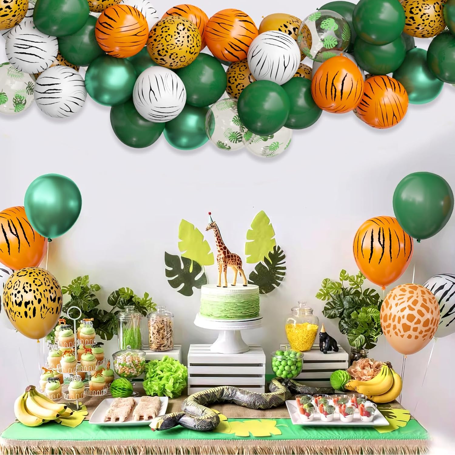 Jungle Party Decorations, Jungle Safari Balloons, 68 Piece Animal Balloon Set, Boys and Girls Jungle Safari Baby Party Decorations, Tropical Safari Birthday Party Supplies, 12 Inches