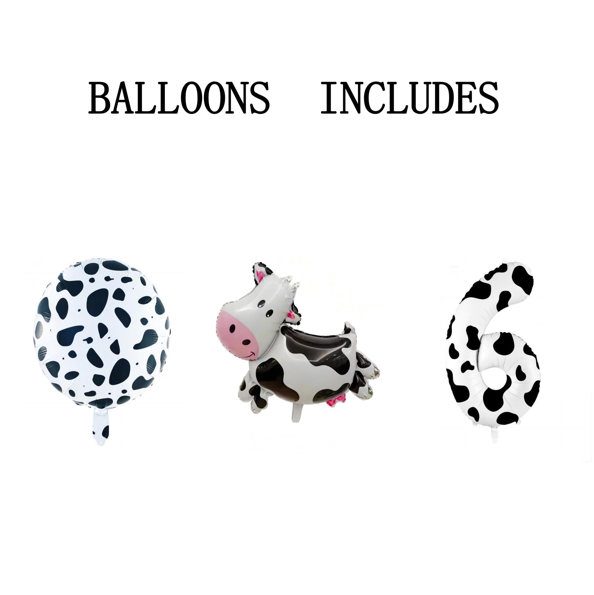 3 Pieces Cow Print Balloon Cow Shape Foil Balloons, 40 Inch Cow Print Number Balloon 1 White Cow Print Balloons Farm Animal Theme Party Decorations Supplies Animal Balloons, Birthday Balloons