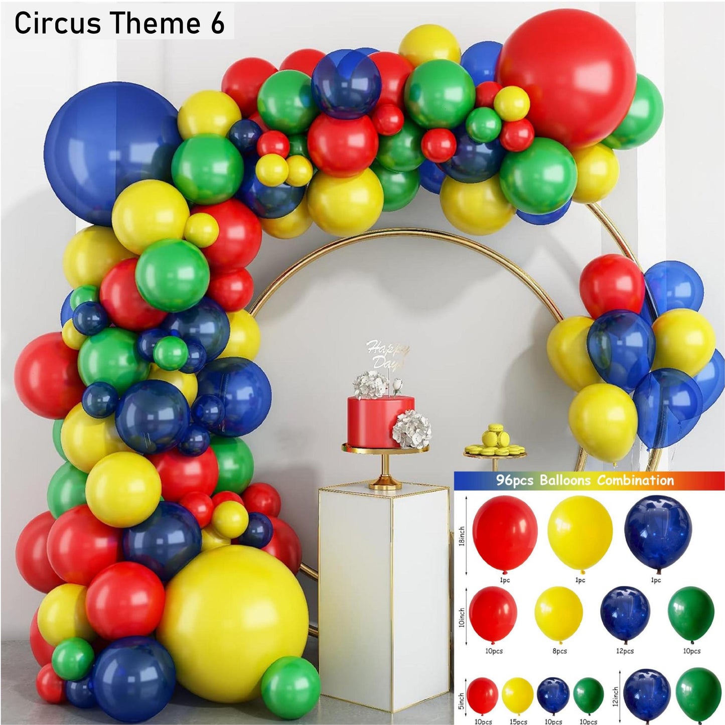 Happy Birthday Balloon Set Circus Cartoon Theme Birthday Party Venue Decoration