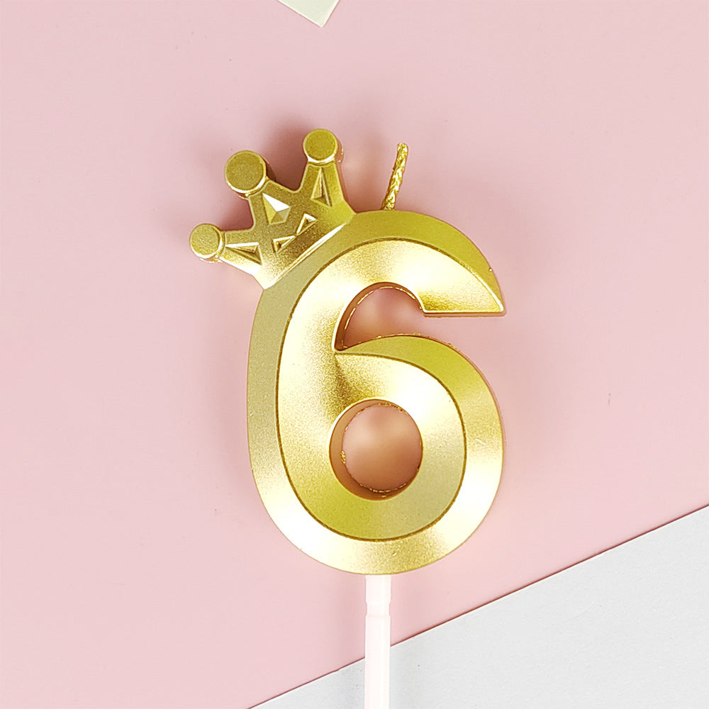 0-9 Birthday Candle Numbers, Birthday Candle with Crown, Multi-colour, 3D Diamond Shape Cake Birthday Candle, Birthday Decoration Candle, Wedding Party, Graduation Ceremony, etc.