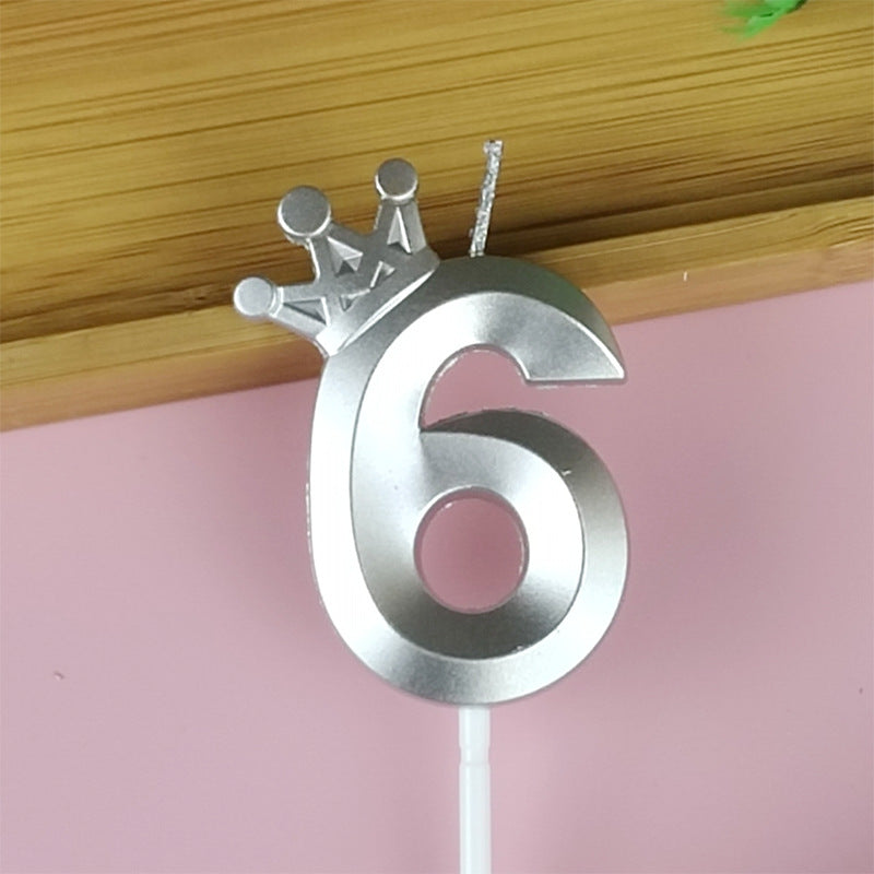 0-9 Birthday Candle Numbers, Birthday Candle with Crown, Multi-colour, 3D Diamond Shape Cake Birthday Candle, Birthday Decoration Candle, Wedding Party, Graduation Ceremony, etc.