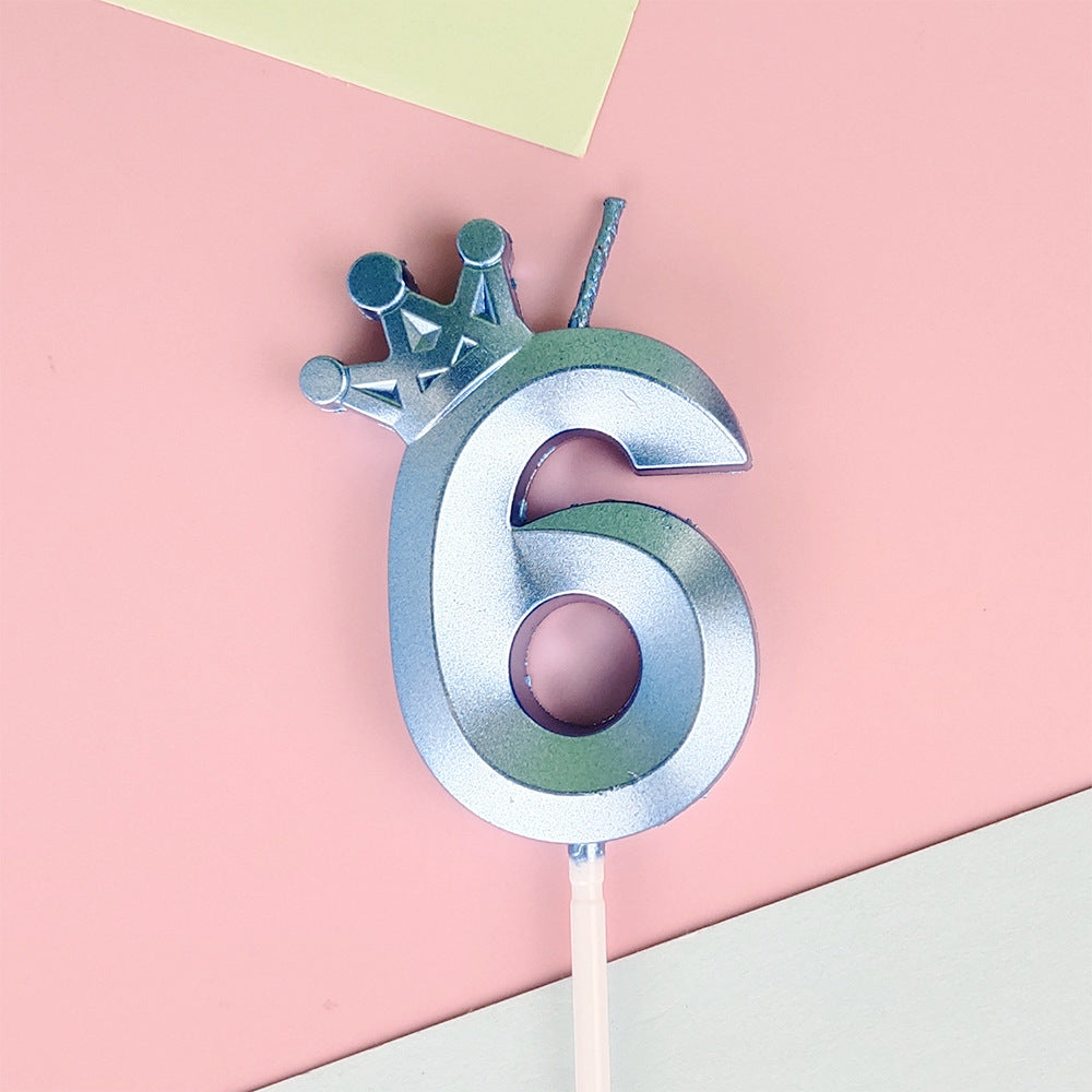 0-9 Birthday Candle Numbers, Birthday Candle with Crown, Multi-colour, 3D Diamond Shape Cake Birthday Candle, Birthday Decoration Candle, Wedding Party, Graduation Ceremony, etc.