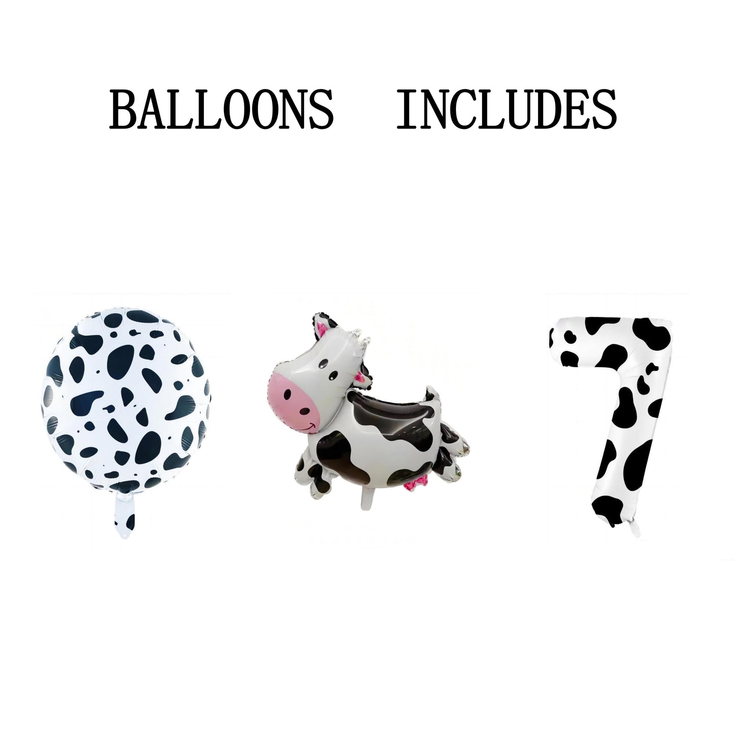 3 Pieces Cow Print Balloon Cow Shape Foil Balloons, 40 Inch Cow Print Number Balloon 1 White Cow Print Balloons Farm Animal Theme Party Decorations Supplies Animal Balloons, Birthday Balloons