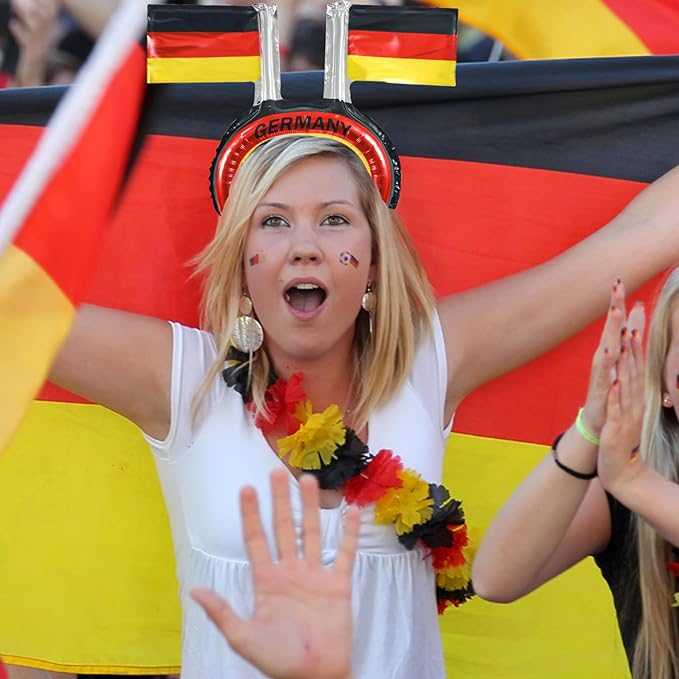 Pack of 20 Germany Flag Foil Balloon Headband, Germany Flag Headband Balloons Birthday Decoration, Children's Birthday Decoration, German Flag Helium Balloon for Sports Competition, Birthday
