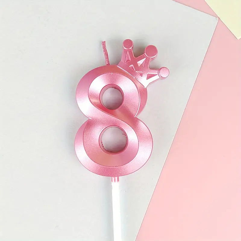 0-9 Birthday Candle Numbers, Birthday Candle with Crown, Multi-colour, 3D Diamond Shape Cake Birthday Candle, Birthday Decoration Candle, Wedding Party, Graduation Ceremony, etc.