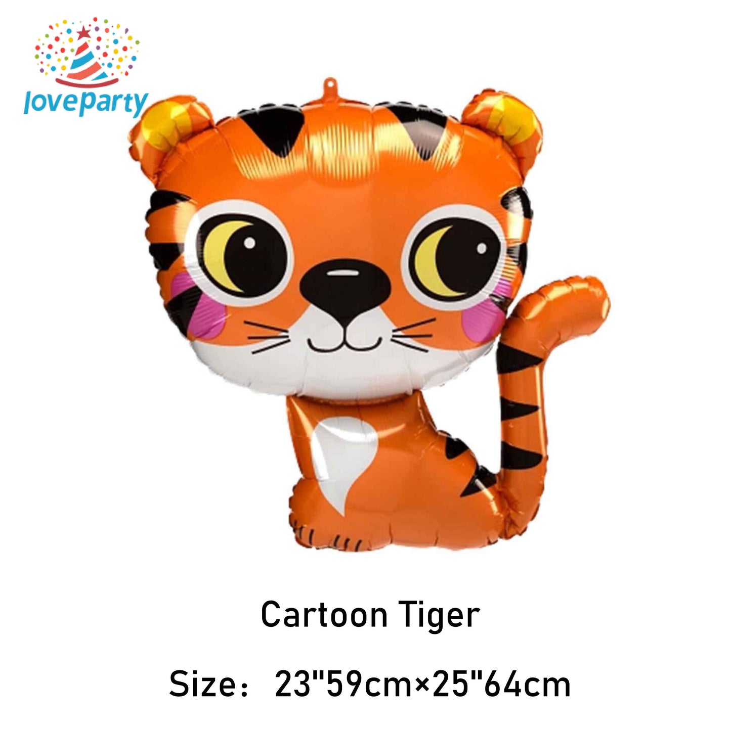 Cartoon Round Tiger and Lion Birthday Party Festival Decoration Aluminum Foil Balloon Jungle Animal Shape