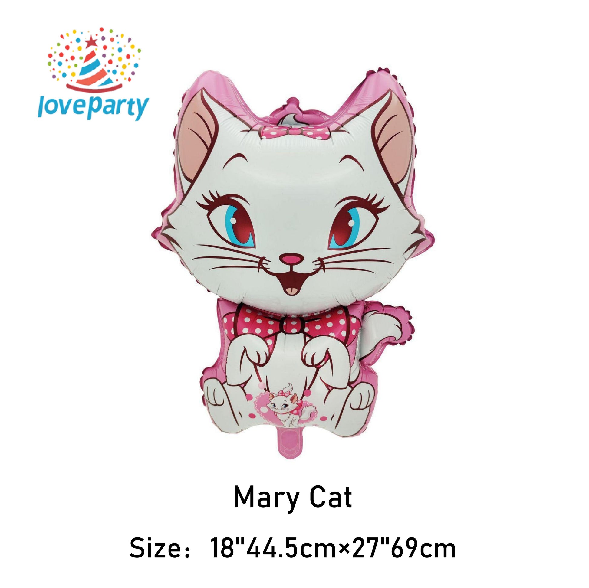 Cartoon Round Heart-shaped Mary Cat Birthday Party and Festival Decoration Aluminum Foil Balloons