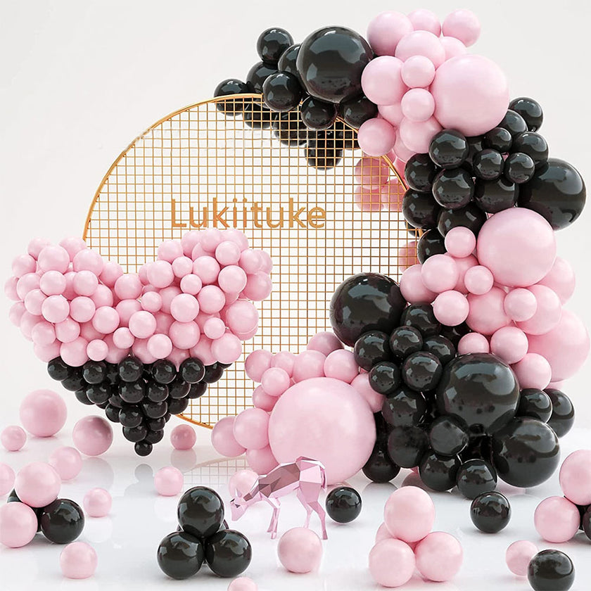 Pink Black Balloon Arch Kit, Can Be Matched With Three-dimensional Love Shape Balloon, Suitable For Girls And Ladies Birthday Party Anniversary Wedding Decoration