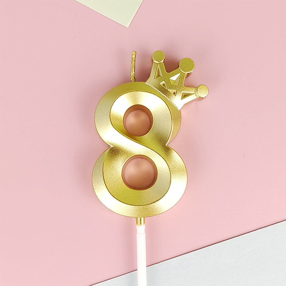 0-9 Birthday Candle Numbers, Birthday Candle with Crown, Multi-colour, 3D Diamond Shape Cake Birthday Candle, Birthday Decoration Candle, Wedding Party, Graduation Ceremony, etc.