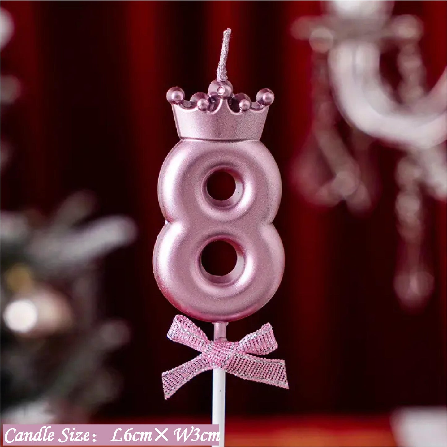 0-9 Number Birthday Candles, Number Candles With Crown And Bow Decorations, Cake Decorations, Number Candles For Birthday Cakes, Weddings, Anniversaries, Graduations, Holidays, Parties