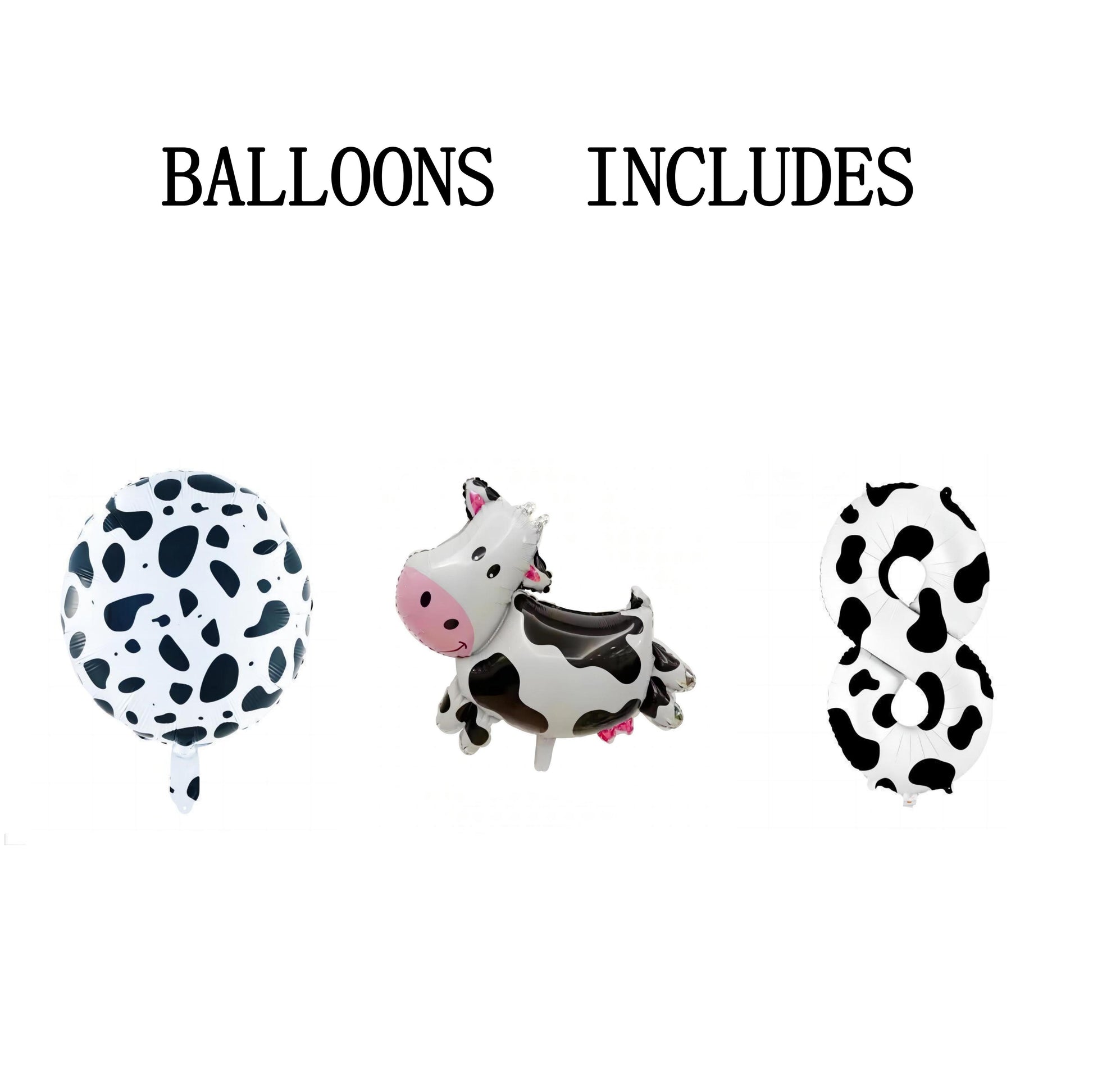 3 Pieces Cow Print Balloon Cow Shape Foil Balloons, 40 Inch Cow Print Number Balloon 1 White Cow Print Balloons Farm Animal Theme Party Decorations Supplies Animal Balloons, Birthday Balloons