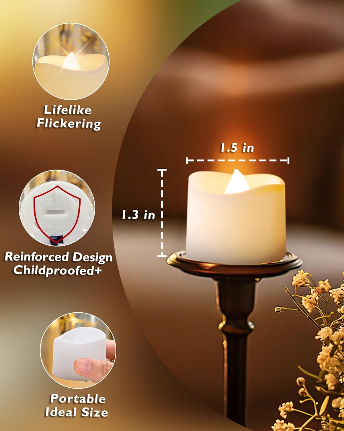 24pcs/set Flameless LED Tea Lights Candles Battery Operated, 100+Hour Fake Electric Candles TeaLights for Votive, Aniversary, Wedding Centerpiece Table Decor, Funeral, Halloween, Christmas