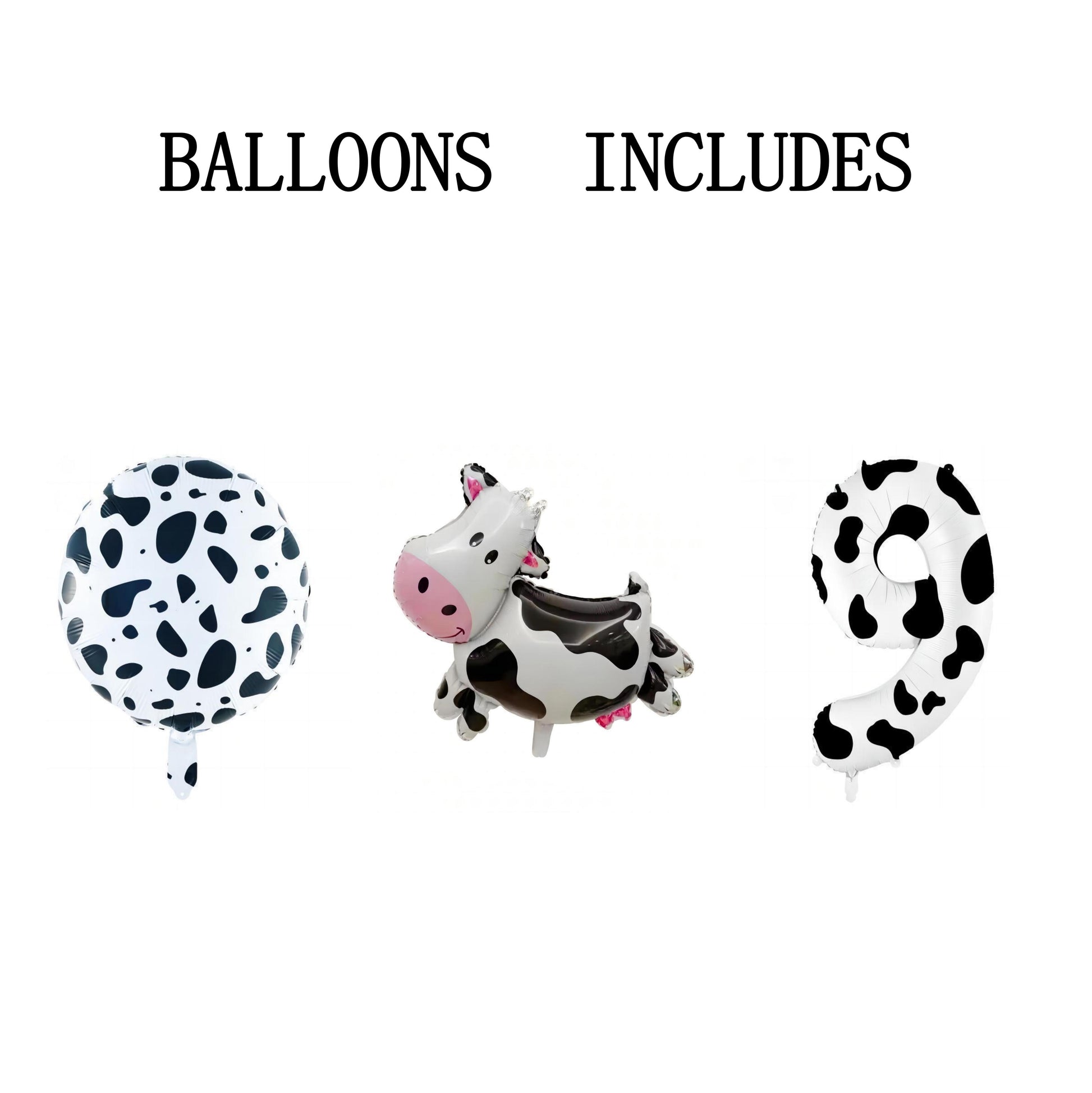 3 Pieces Cow Print Balloon Cow Shape Foil Balloons, 40 Inch Cow Print Number Balloon 1 White Cow Print Balloons Farm Animal Theme Party Decorations Supplies Animal Balloons, Birthday Balloons