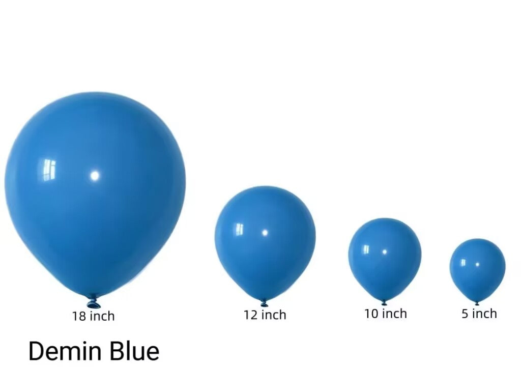 100pcs/pack Thirteen Vintage Blue Latex Balloons in Sizes from 5" to 18" for Children's Birthday Parties, Weddings, Anniversaries, Festivals, Holidays, and More
