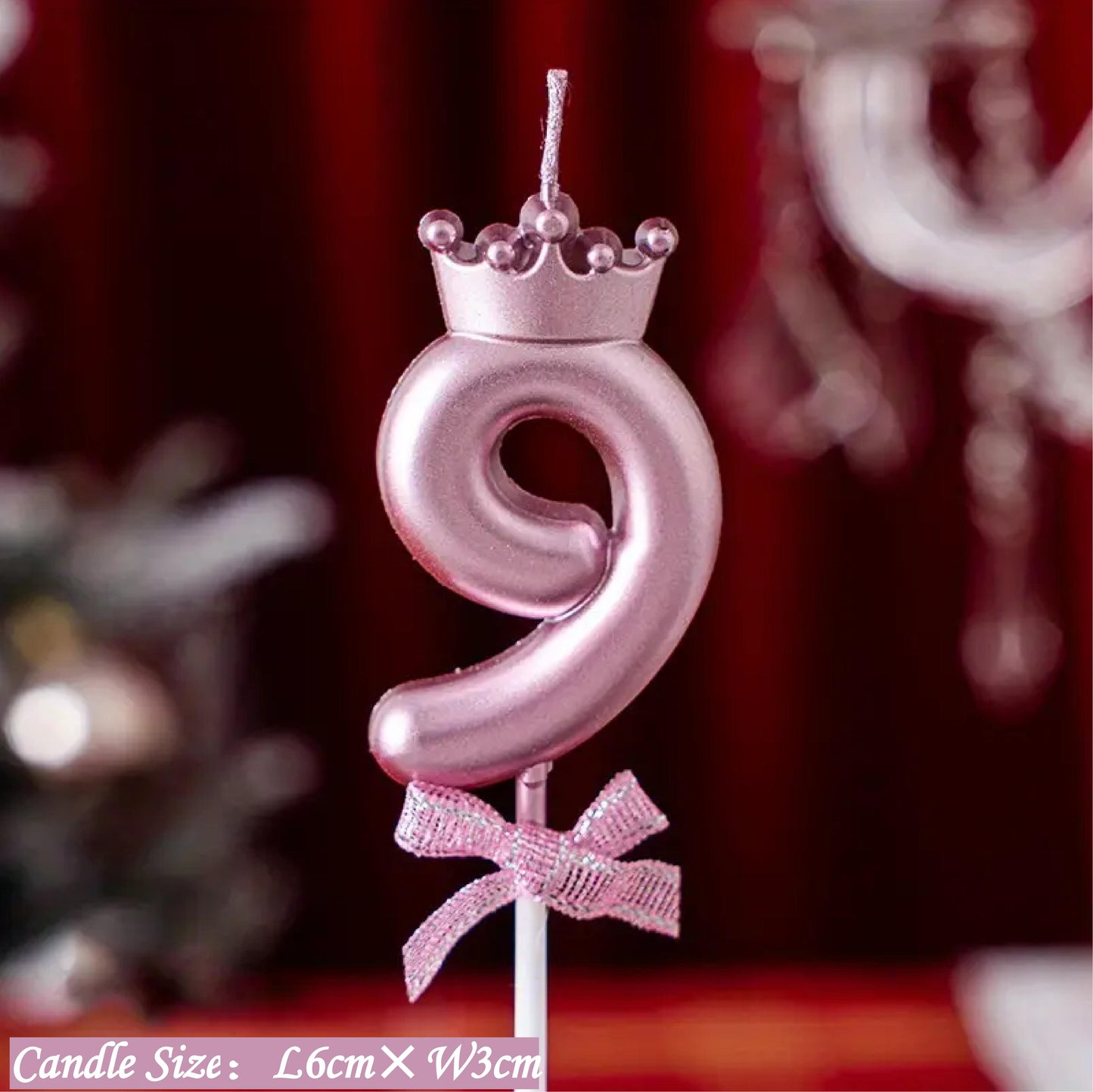 0-9 Number Birthday Candles, Number Candles With Crown And Bow Decorations, Cake Decorations, Number Candles For Birthday Cakes, Weddings, Anniversaries, Graduations, Holidays, Parties