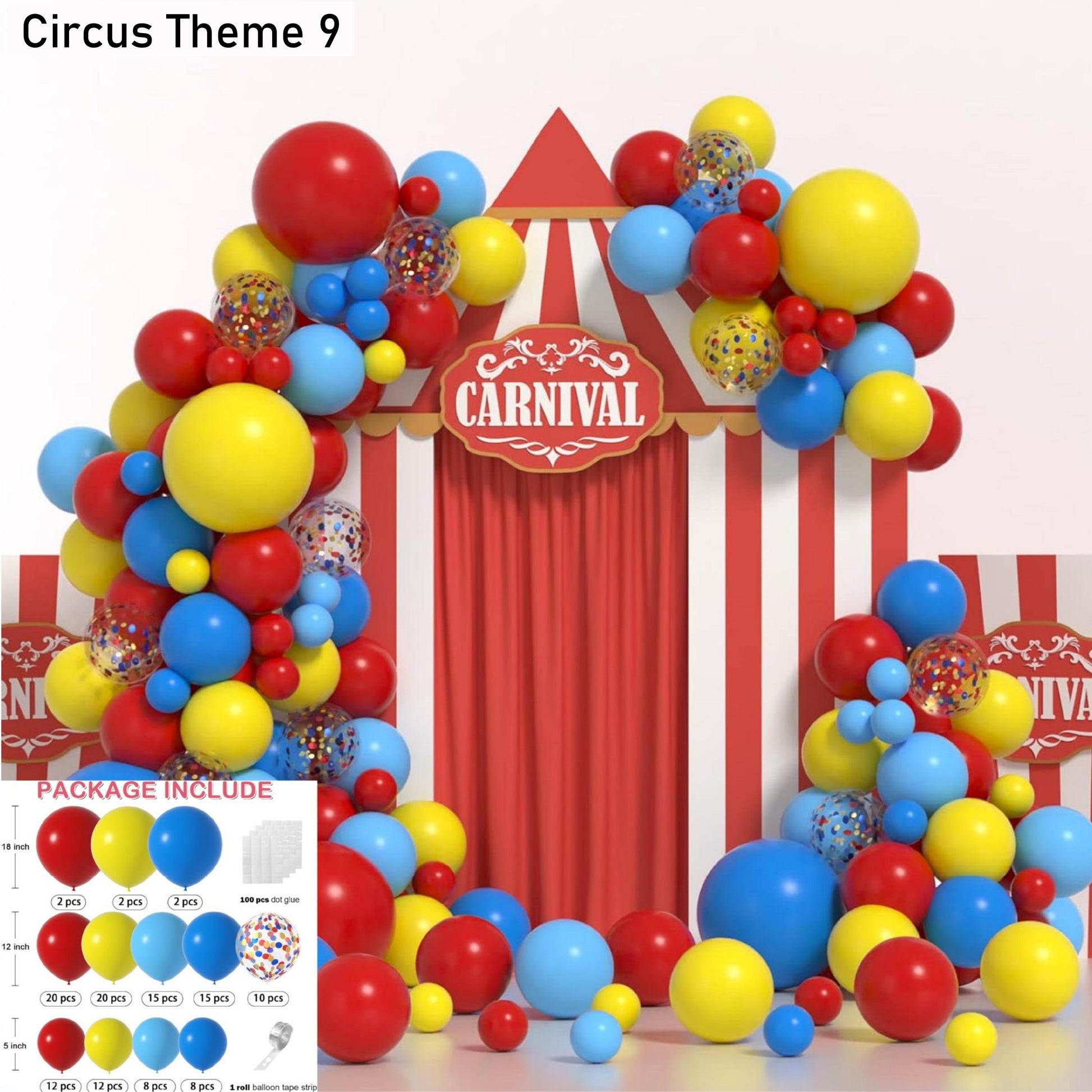 Happy Birthday Balloon Set Circus Cartoon Theme Birthday Party Venue Decoration