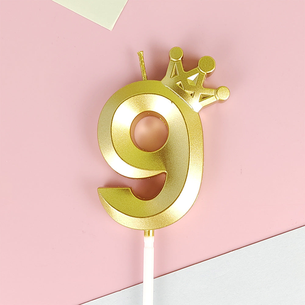 0-9 Birthday Candle Numbers, Birthday Candle with Crown, Multi-colour, 3D Diamond Shape Cake Birthday Candle, Birthday Decoration Candle, Wedding Party, Graduation Ceremony, etc.