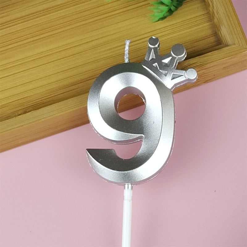 0-9 Birthday Candle Numbers, Birthday Candle with Crown, Multi-colour, 3D Diamond Shape Cake Birthday Candle, Birthday Decoration Candle, Wedding Party, Graduation Ceremony, etc.