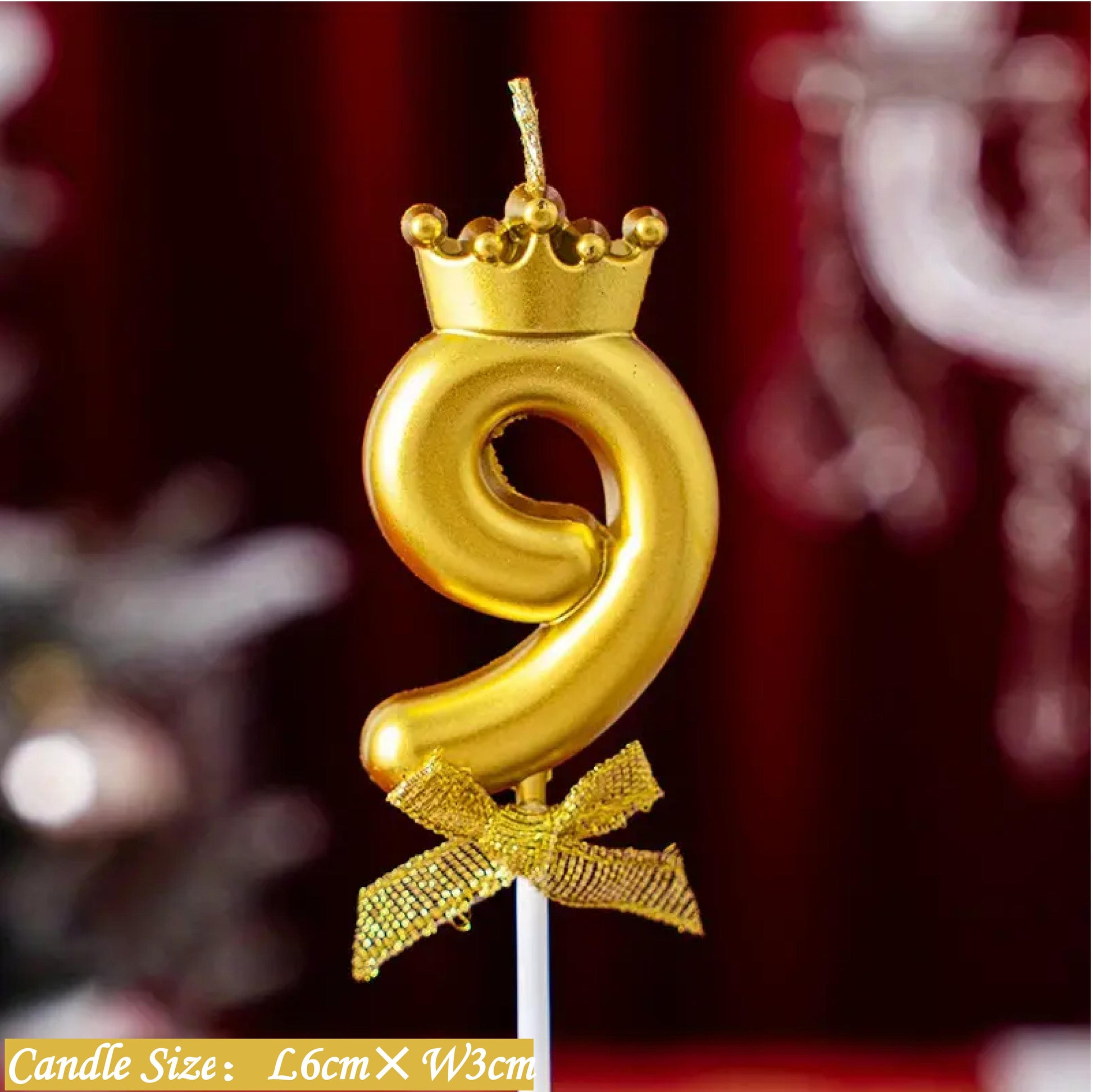 0-9 Number Birthday Candles, Number Candles With Crown And Bow Decorations, Cake Decorations, Number Candles For Birthday Cakes, Weddings, Anniversaries, Graduations, Holidays, Parties