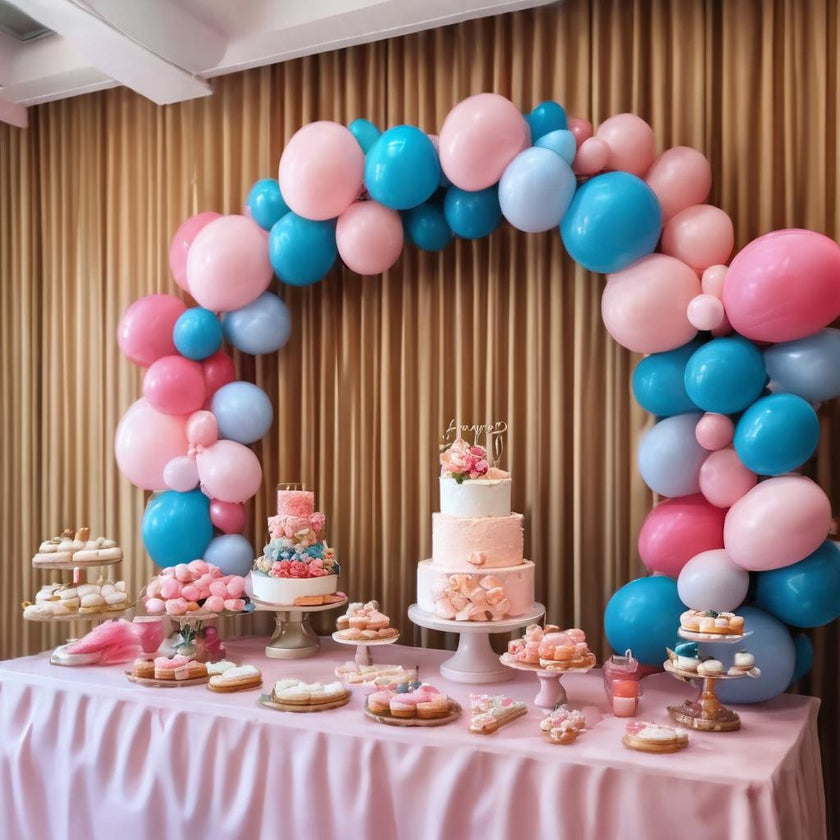 Set, 135Pieces Macaron Colored Arch Set With Macaron Pink Balloons, Rose Red Balloons, Light Blue Balloons,And Dark Blue Balloons, Suitable For Weddings, Anniversaries, Birthdays, Background Decorations, Party Decorations, And Party Supplies
