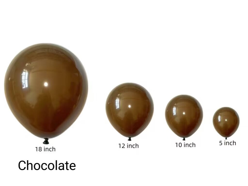 100pcs/pack Seven Vintage Brown Latex Balloons in Sizes from 5" to 18" for Children's Birthday Parties, Weddings, Anniversaries, Festivals, Holidays